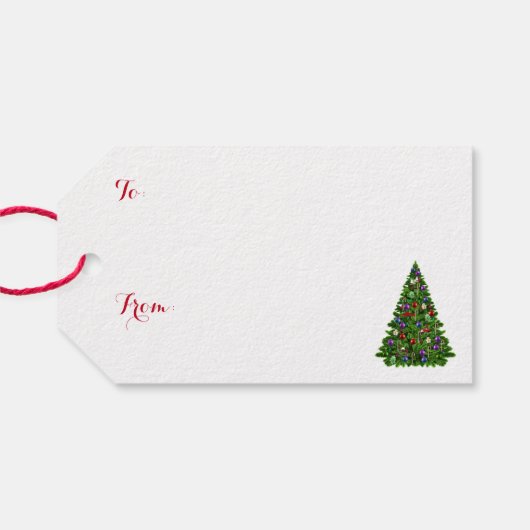 Gedecormeerde kerstboom Zure kerstcadeautjes Label Cadeaulabel (Achterkant Horizontaal)
