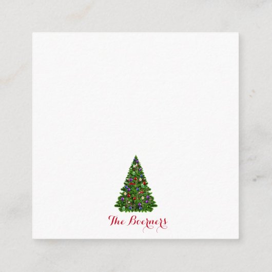 Gedecormeerde kerstboom Zure kerstcadeautjes Label Informatiekaartje (Achterkant)