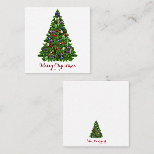 Gedecormeerde kerstboom Zure kerstcadeautjes Label Informatiekaartje (Voorkant / Achterkant)