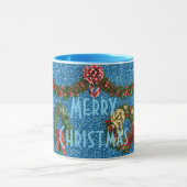 Gedecormeerde kerstfeestblauwe typografie mok (Midden)
