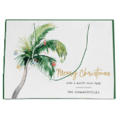 Gedecormeerde kerstkerstboomfamilie Feestdagen Groot Cadeauzakje (Voorkant)