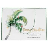 Gedecormeerde kerstkerstboomfamilie Feestdagen Groot Cadeauzakje (Achterkant)