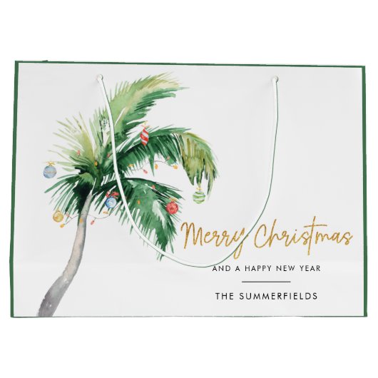 Gedecormeerde kerstkerstboomfamilie Feestdagen Groot Cadeauzakje (Achterkant)