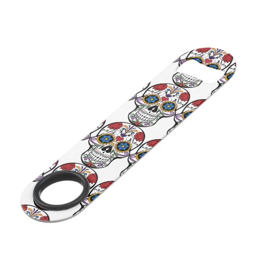 Gedecormeerde menselijke schedel Art Thunder_Cove Speed Flessenopener (Achterkant Gekanteld)