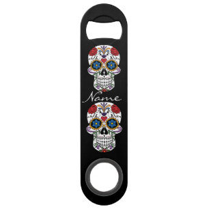 Gedecormeerde menselijke schedel Art Thunder_Cove Speed Flessenopener