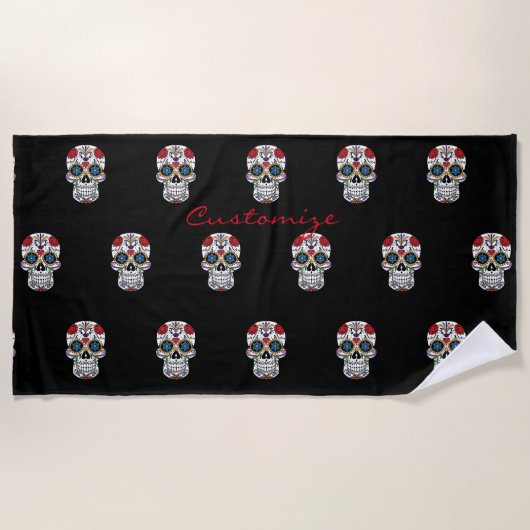 Gedecormeerde menselijke schedel Art Thunder_Cove Strandlaken (Voorkant)