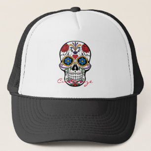 Gedecormeerde menselijke schedel Art Thunder_Cove Trucker Pet