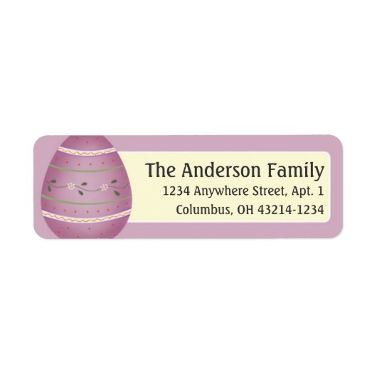 Gedecormeerde Paarse paaseieren d8 Adresetiketten Etiket (Voorkant)