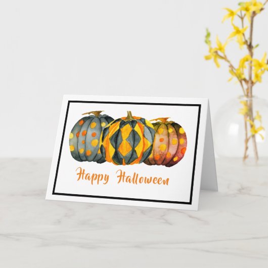 Gedecormeerde pompoenen Halloween  Kaart (Gele Bloem)