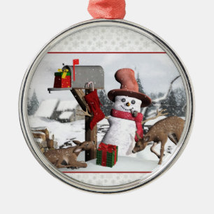 Gedecormeerde postbus Snowman Deer Silver Ornament