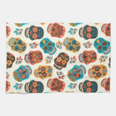 Gedecormeerde schedelachtergrond theedoek (Horizontaal)