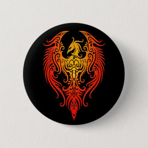 Gedecormeerde tribale Phoenix Ronde Button 5,7 Cm