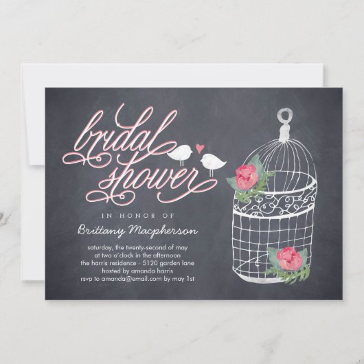 Gedecormeerde vogelkooi Bridal Shower Invitation Kaart (Voorkant)