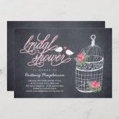 Gedecormeerde vogelkooi Bridal Shower Invitation Kaart (Voorkant / Achterkant)