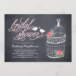 Gedecormeerde vogelkooi Bridal Shower Invitation Kaart