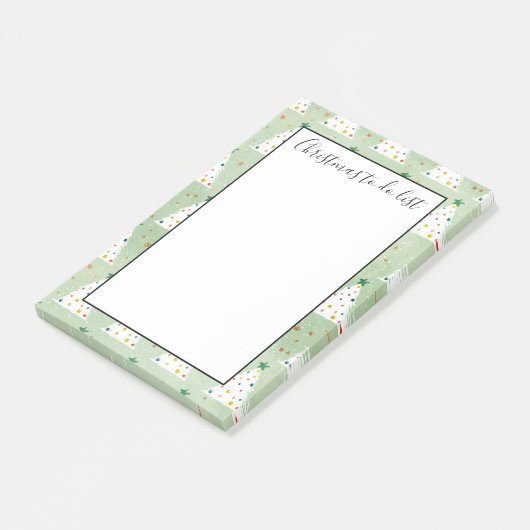 Gedecormeerde witte Kerstbomen bedekken groene ste Post-it® Notes (Schuin)