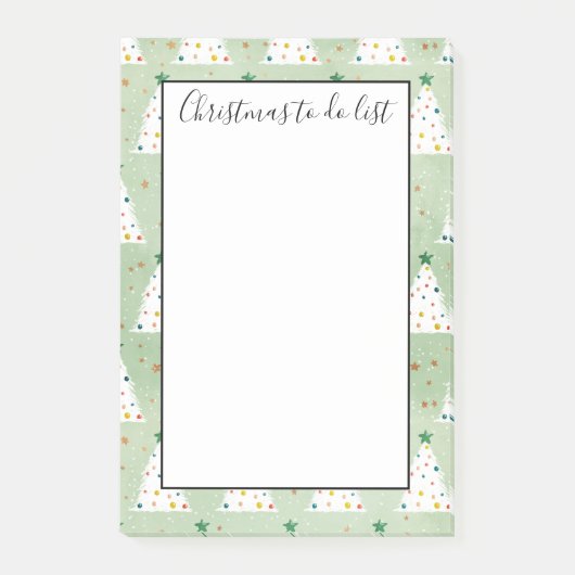 Gedecormeerde witte Kerstbomen bedekken groene ste Post-it® Notes (Voorkant)
