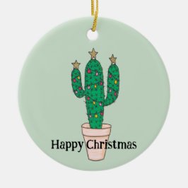 Gedecorreerde Xmas boomcactus, gepersonaliseerd Keramisch Ornament