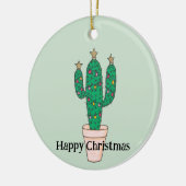 Gedecorreerde Xmas boomcactus, gepersonaliseerd Keramisch Ornament (Links)