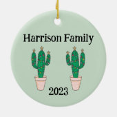 Gedecorreerde Xmas boomcactus, gepersonaliseerd Keramisch Ornament (Achterkant)
