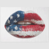 Gedecoupageerde Amerikaanse Vlag Lippen Tissuepapier (Voorkant)