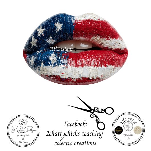 Gedecoupageerde Amerikaanse Vlag Lippen Tissuepapier