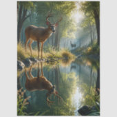Gedecoupageerde hertenbok rustige bos dieren kunst tissuepapier (Voorkant)