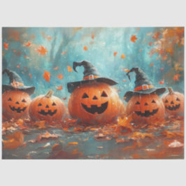 Gedecoupeerde grillige pompoen Jack-o-Lantern fami Tissuepapier