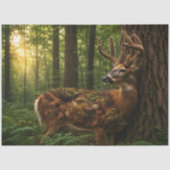 Gedecoupeerde met mos bedekte herten bos wildernis tissuepapier (Voorkant)