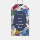 Gedecoupeerde patchwork sterrenpatroon gepersonali cadeaulabel (Voorkant)