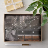 Gedecoupeerde Vintage Rode Kar Winter Scene Tissuepapier (Geschenk)