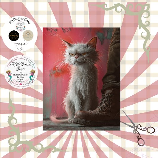 Gedecoupeerde Whimsical Grumpy Cat Persoonlijk  Tissuepapier