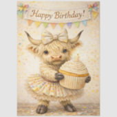Gedecoupeerde Whimsical Highland Cupcake Verjaarda Tissuepapier (Voorkant)