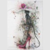 Gedecoupeerde Whimsical Kat Parasol Catwalk Gezell Tissuepapier (Voorkant)