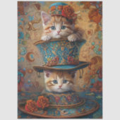 Gedecoupeerde Whimsical Kittens Herfst Festival Tissuepapier (Voorkant)