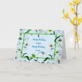 Gedeeld Birthday, Bright Retro Paisley Kaart (Gele Bloem)