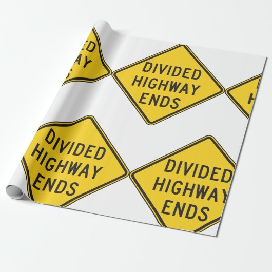 Gedeeld teken snelweg eindigt cadeaupapier (Uitgerold)
