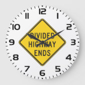 Gedeeld teken snelweg eindigt grote klok (Voorkant)