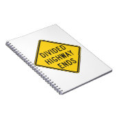 Gedeeld teken snelweg eindigt notitieboek (Rechterzijde)