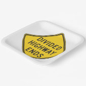 Gedeeld teken snelweg eindigt papieren bordje (Gebogen)