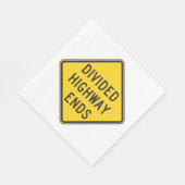 Gedeeld teken snelweg eindigt servet (Hoek)