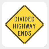 Gedeeld teken snelweg eindigt vierkante sticker (Voorkant)
