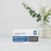 Gedeelde band blauw en donkergrijs - Initialen Visitekaartje (Staand voorkant)