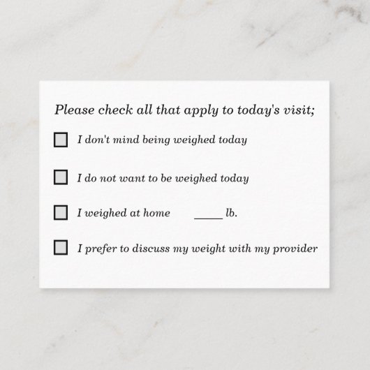 Gedeelde besluitvorming voor Weigh-Ins Visitekaartje (Achterkant)