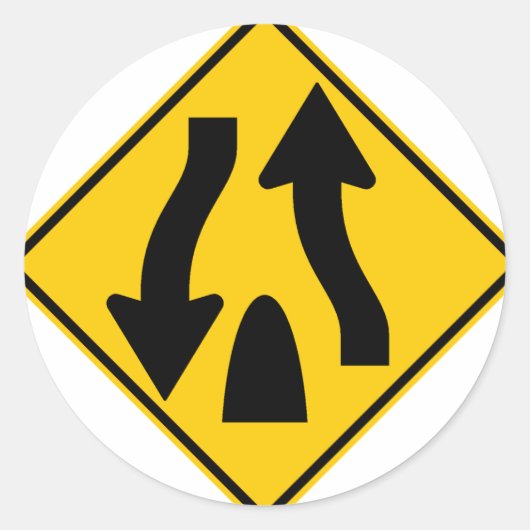 Gedeelde snelweg eindigt met Highway Sign Ronde Sticker (Voorkant)