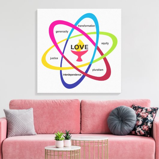 Gedeelde waarden Atom - Unitarian Universalist Ass Canvas Afdruk (Insitu (Woonkamer))