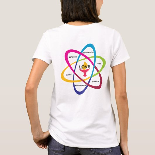 Gedeelde waarden Atom - Unitarian Universalist Ass T-shirt (Achterkant)