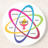 Gedeelde waarden Atom - Unitarian Universalist Ass Zandsteen Onderzetter (Voorkant)