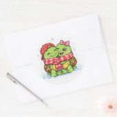 Gedeelde winterjasje ronde sticker (Envelop)