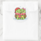 Gedeelde winterjasje ronde sticker (Tas)